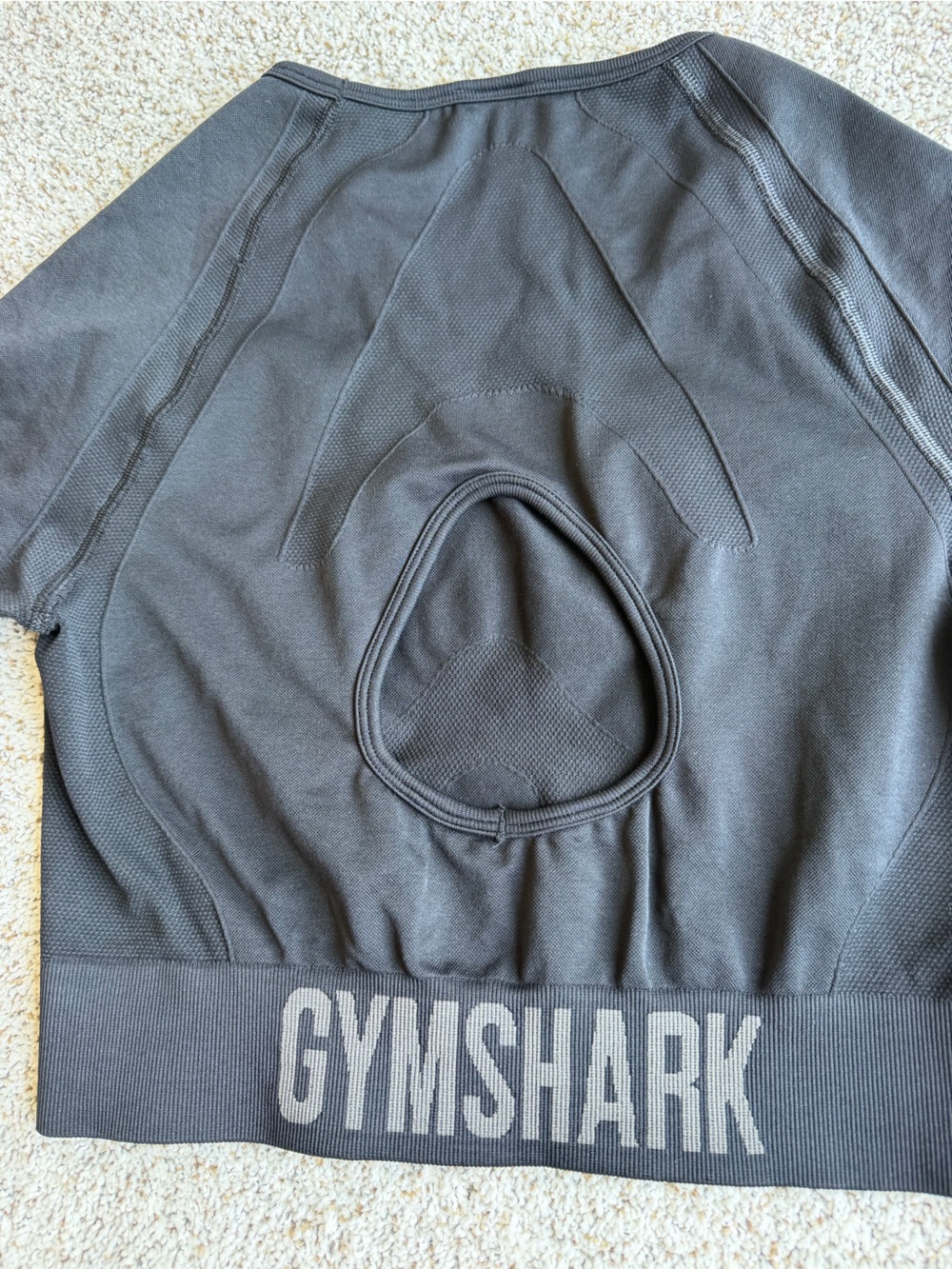 Gymshark Seamless Long Sleeve Crop Top Thumbhole Black XL Athletic Workout - Picture 7 of 9